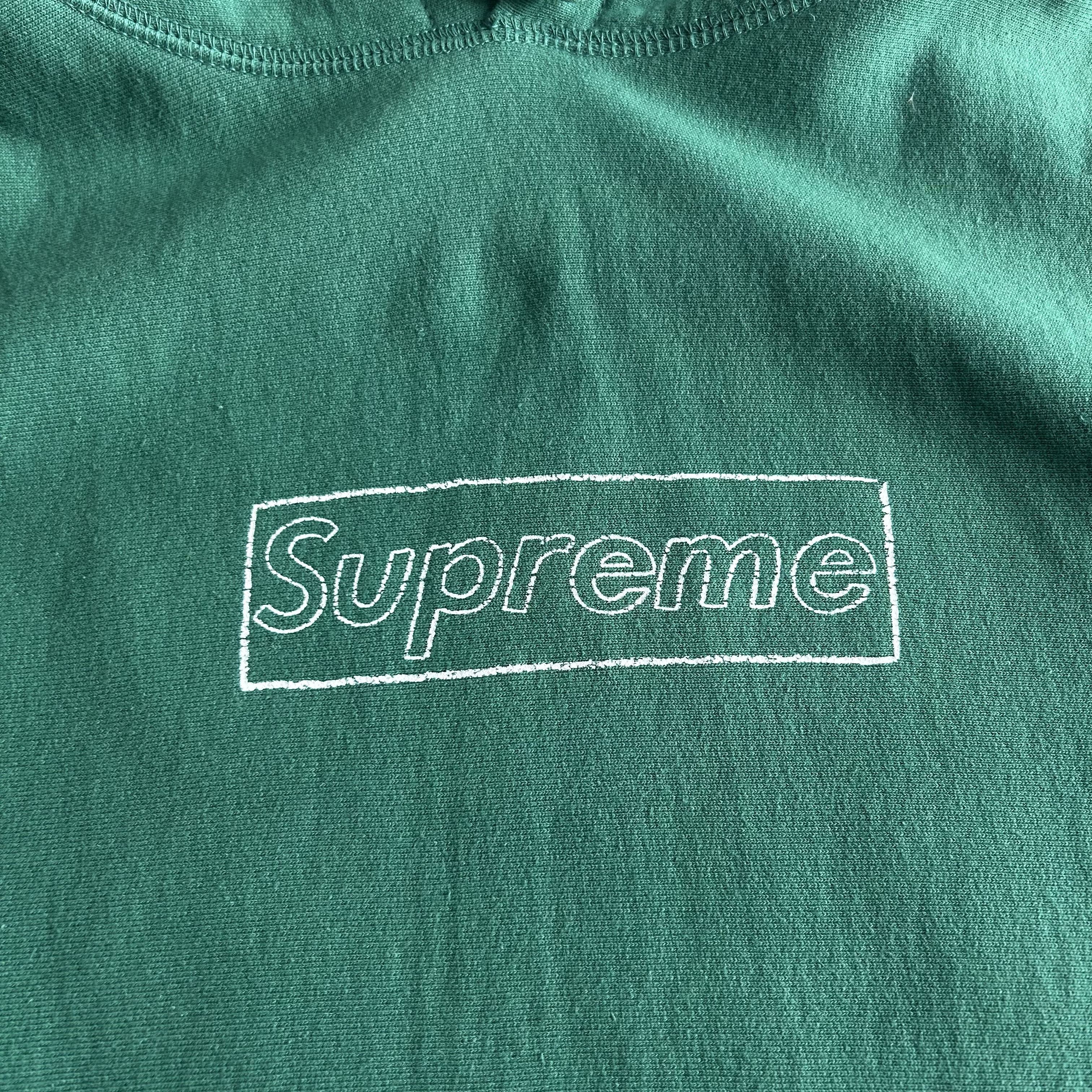 Supreme KAWS Chalk Logo Hooded Sweatshirt M Green SS21