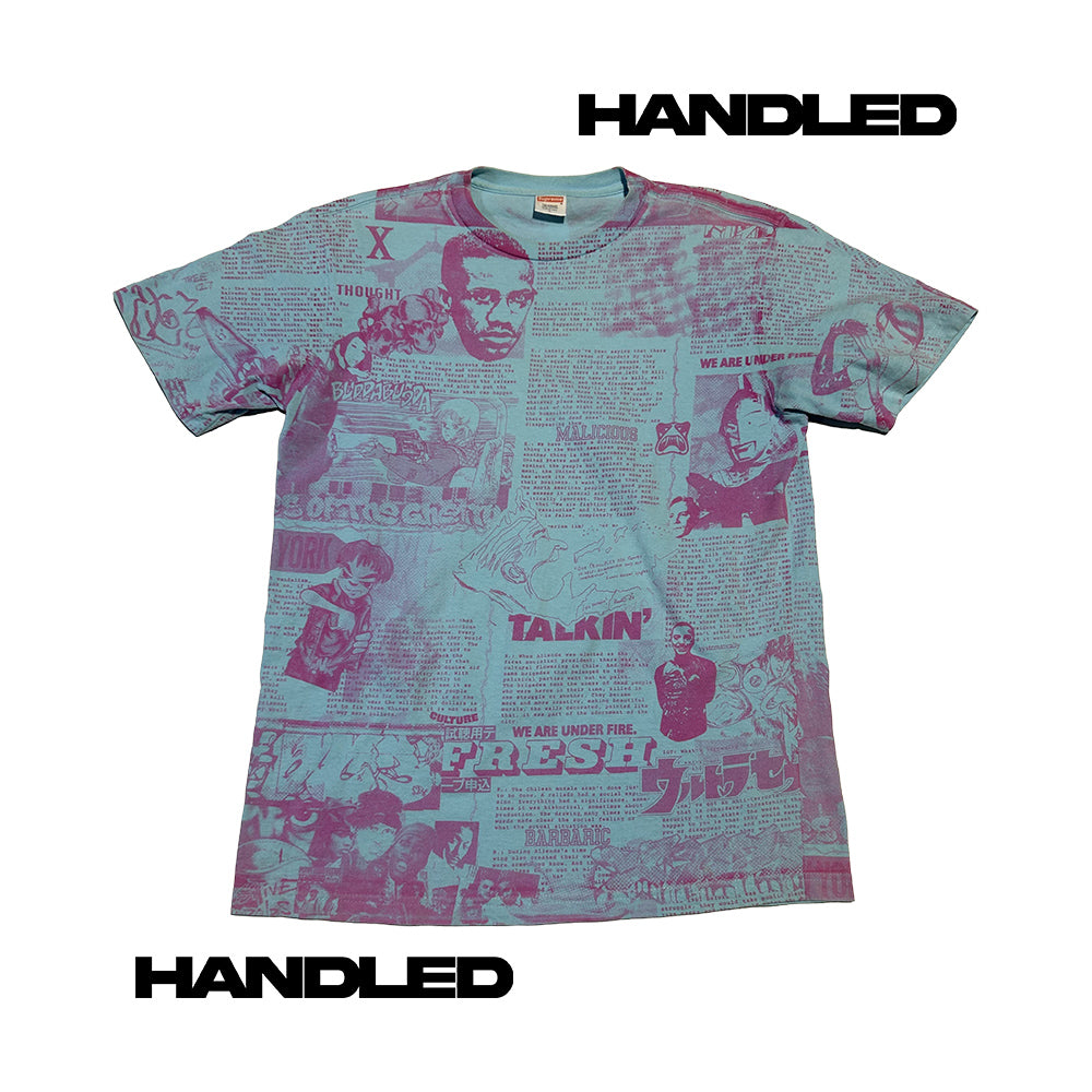 Supreme Malcolm X Newspaper Phase 2 Tee L Blue SS07