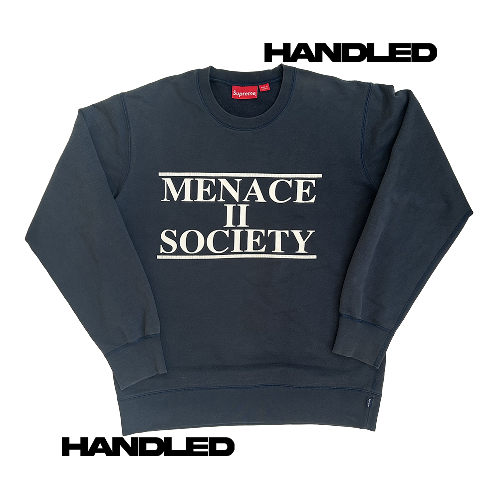 Supreme Menace II Society Crewneck L Navy SS14