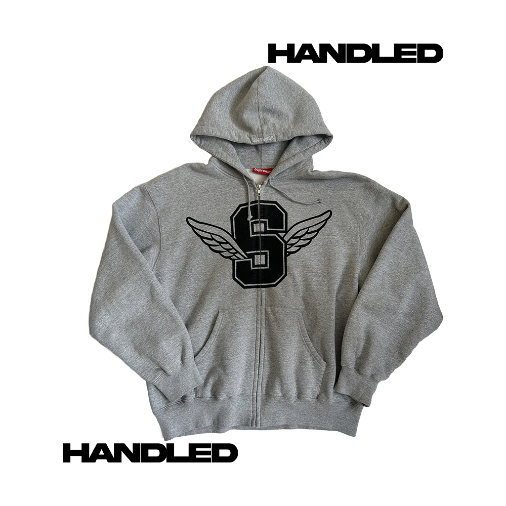 Supreme Wings Zip Up Hooded Sweatshirt L Grey SS25