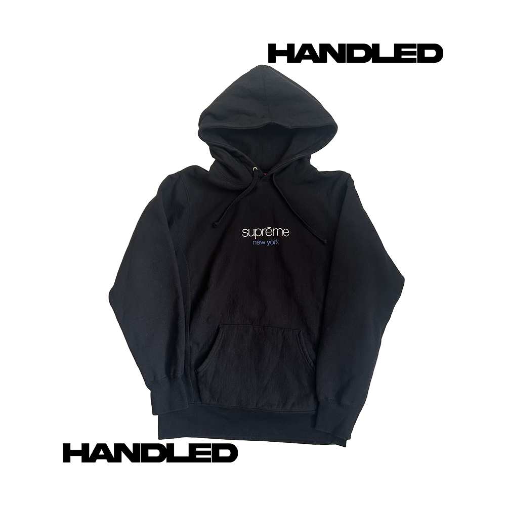 Supreme Chrome Classic Logo Hooded Sweatshirt M Black FW16