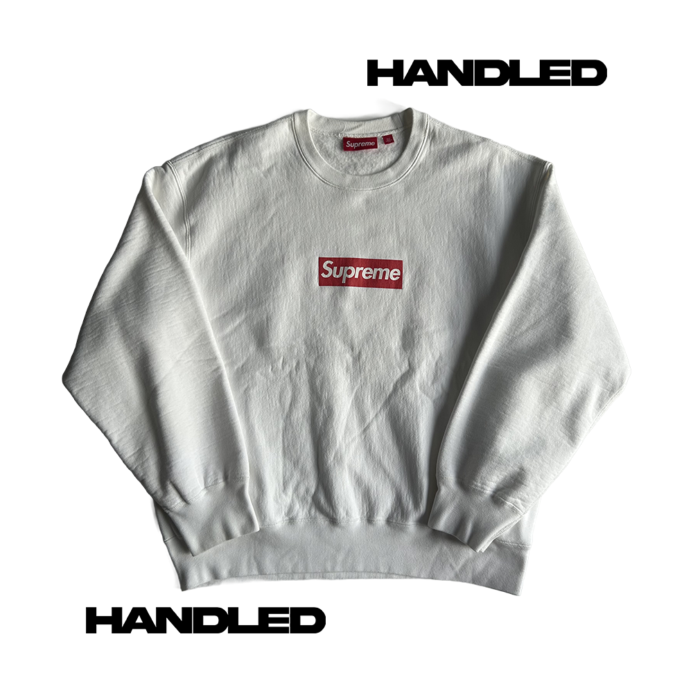 Supreme Washed Box Logo Crewneck L White SS25