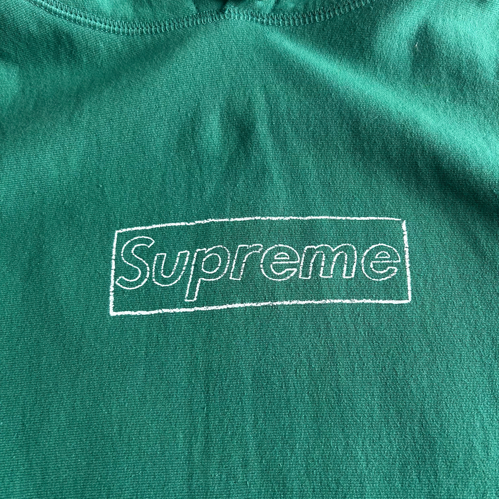 Supreme KAWS Chalk Logo Hooded Sweatshirt M Green SS21
