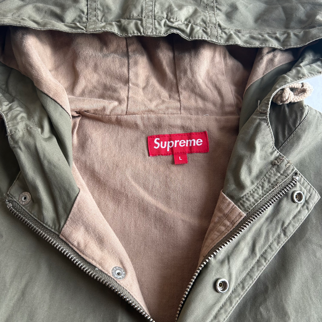 Supreme 2-Tone Pullover Parka L Olive FW11