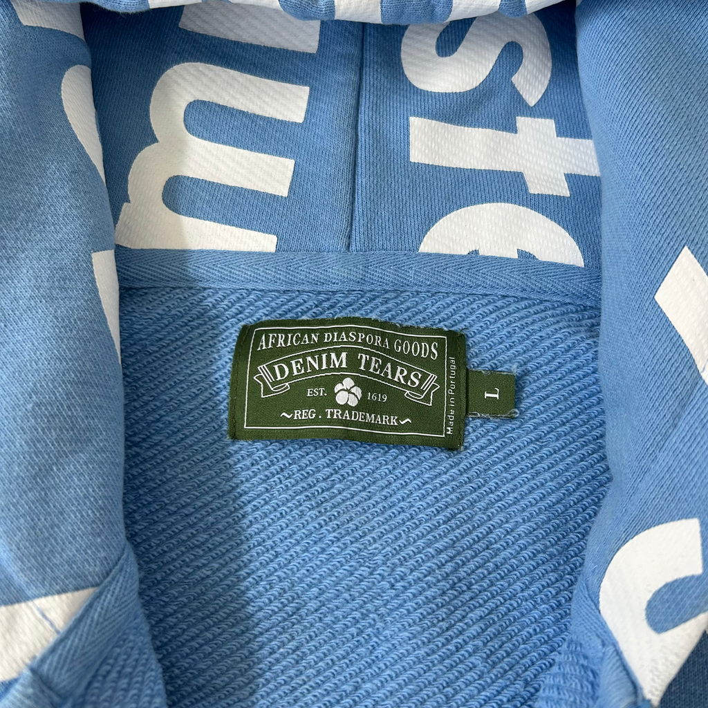 Denim Tears Systemic Racism Controls America Zip Up Hoodie L Blue