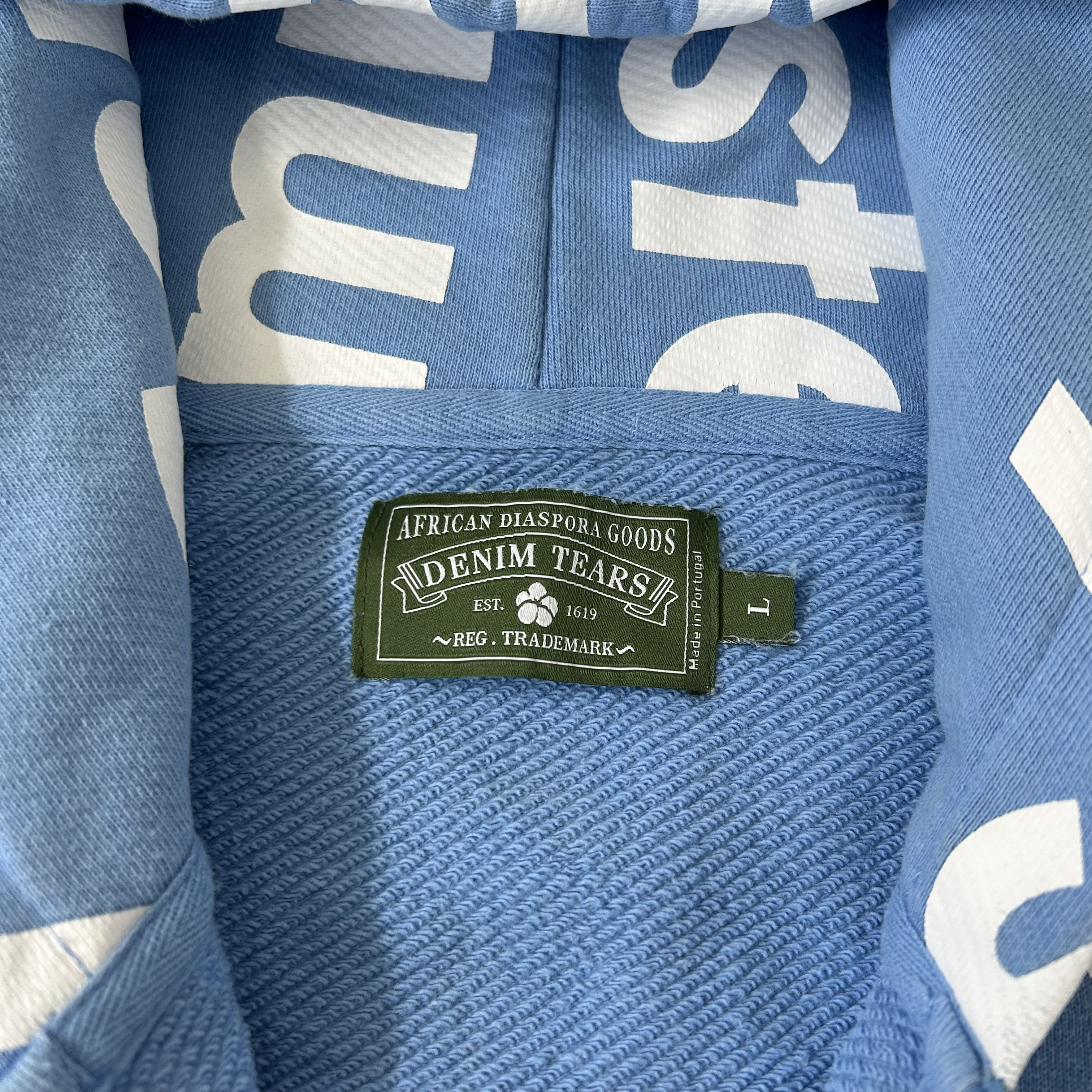 Denim Tears Systemic Racism Controls America Zip Up Hoodie L Blue